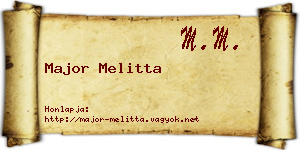 Major Melitta névjegykártya